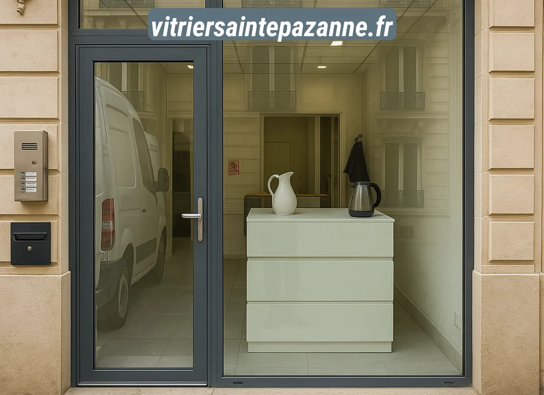 Façade vitrine de magasin en aluminium sur mesure à Sainte-Pazanne